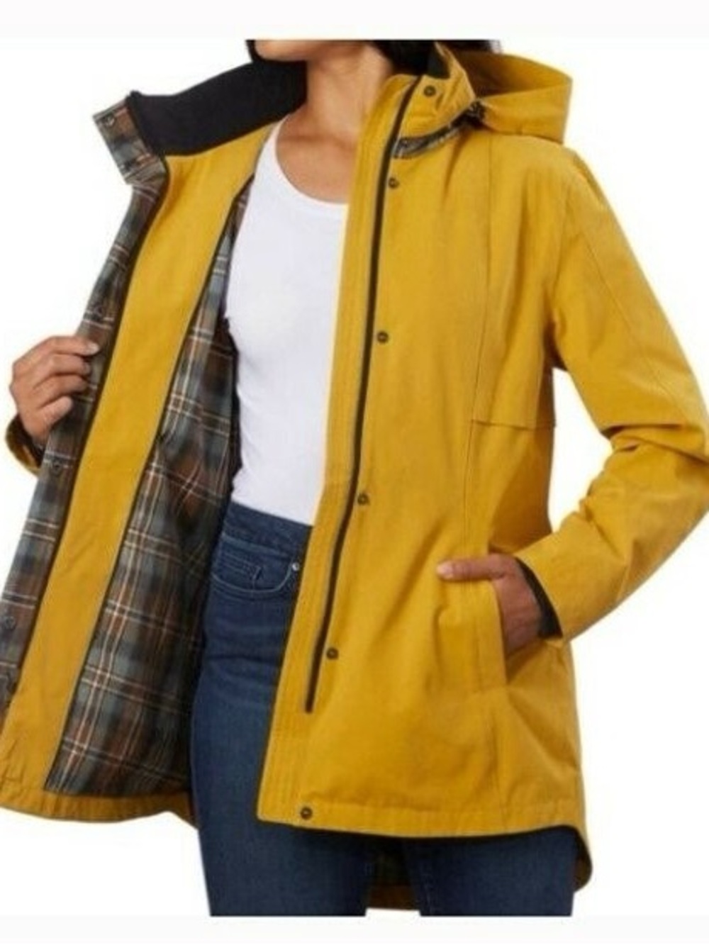 Pendleton' Waterproof Trail Hooded Breathable Rain Jacket Plaid Liner Goldenrod
